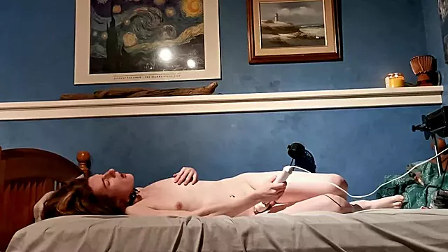 Petite transgender moans like a bitch while orgasm denied with magic wand