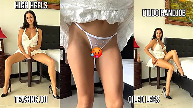 Teasing JOI, Dildo Handjob, Oiled Legs in High Heels Tease