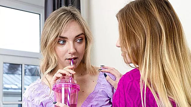 Enticing Julija and Oxana's lesbian video