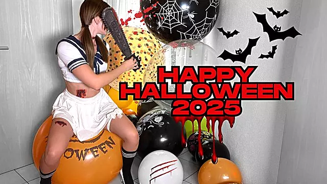 evil schoolgirl destroys your balloons