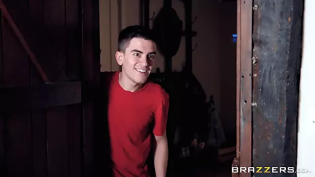 Lad spies on mature blonde but later checks her deep holes