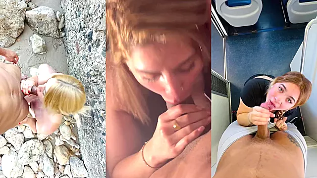 compilacion de una rubia tatuada culona haciendo mamadas en publico a polla grande
