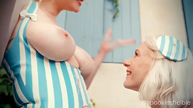 Lesbian Latex Fantasy - Skye Blue & Spookieshelbie - Feet Titty Worship Food Play