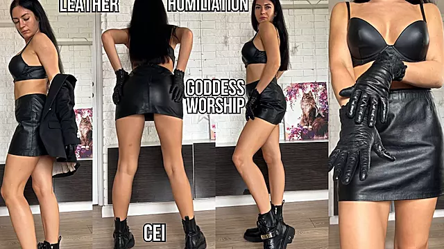 Leather Goddess Makes Her Plug Slut Cum & Lick - CEI