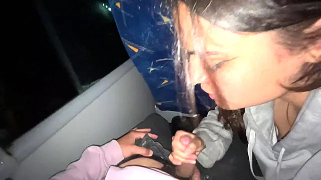 I suck an unknown passenger on a real bus and he cums in my mouth