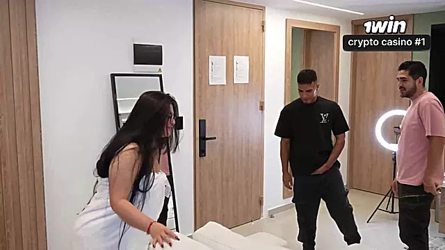 Intense bi-racial 3 way with a big-ass Latin BBW and two strenuous cocks, she gulps and rides them hard.