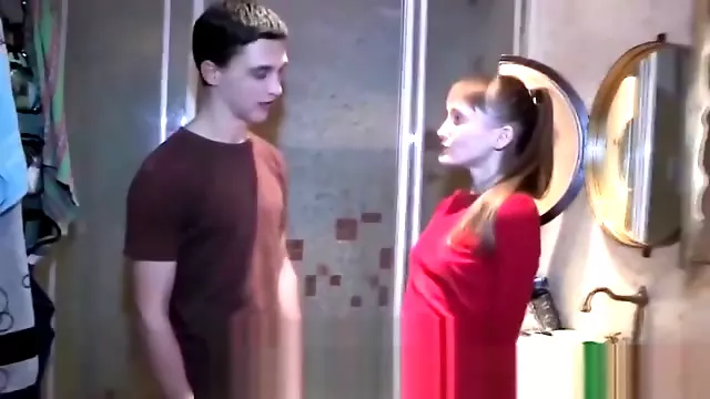 Macy sucks cock while boyfriend watches