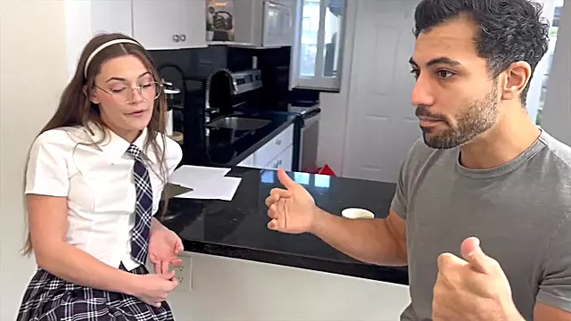 Little step sis rubbed raw and creampied on the table Juniper Ren big dick massage