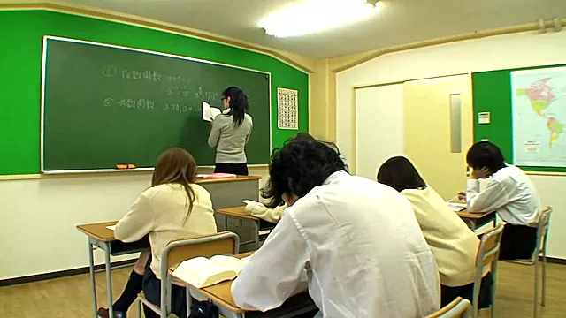 Beautiful Japanese teacher enjoys oral sex in the college infirmary