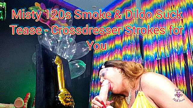 Misty 120s Smoke & Dildo Suck Tease - Crossdresser Strokes for You - SFL368