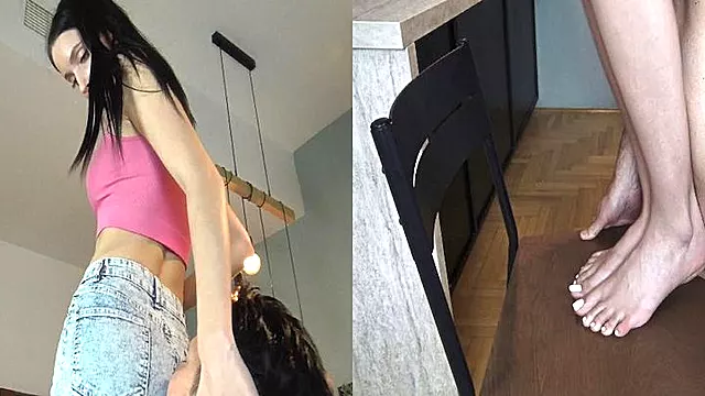 Girl next door jeans ass worship domination with penis trampling!