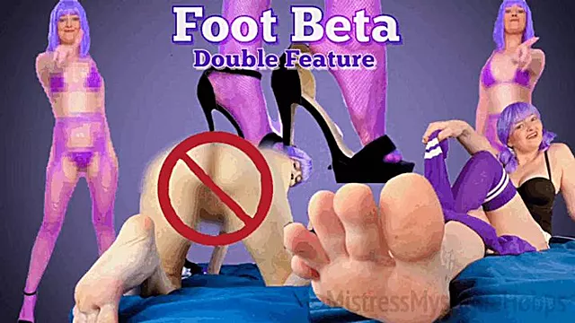 Foot Beta Double Feature - Censored Porn for foot fetish freaks! - Female Domination, Femdom, Feet JOI, Jerk Off Instruction, Foot Humiliation with Mistress Mystique Hoops - MP4