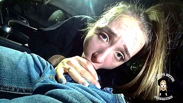 Leksa Biffer Sucks Big Dick in Car - Sloppy Blowjob & Cum Swallow