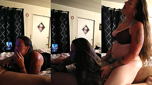 Real Amateur Milf Humps The Bed While Sucking Cock and Then Grinds and Rides Dick While Moaning Loud