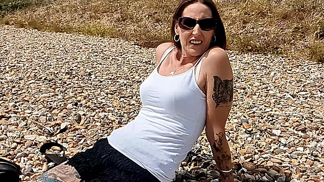 Step Mommy Hugo Beach Visit - Hot Mature Brunette Handjob & Dirty Talk