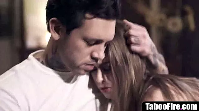 Step-Dad and Step-Bro Share Teen Stepdaughter in Taboo Threesome