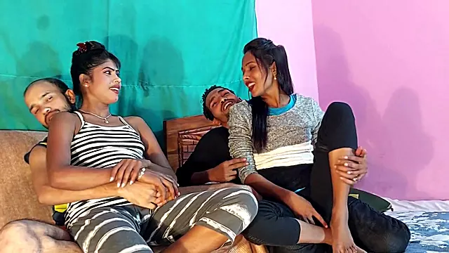 Deshi Blowjob Brunette Camshot Foursome Two Guys And Two Chicks