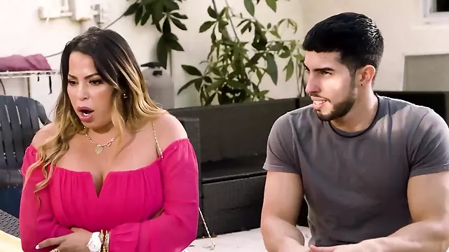 Stepmom Julianna Vega fucks her stepson and shared with his busty teacher
