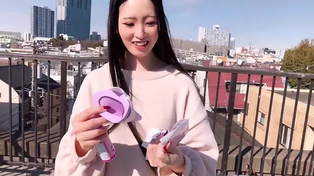 Japanese girl pees standing up and enjoys using an adult toy for masturbation!
