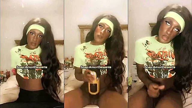 Ebony Trans Big Cock Gushing Cum Fantasy Destroyed