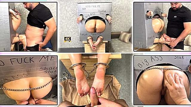 Shackled Gloryhole Oily Ass and Soles Fuck 4K - Bondage - Handcuffs - Foot Worship - Sole Fucking - Foot Fetish - Cock Tease - Shackles - Chains - Ass Worship - Asshole - Lotion - Pussy Worship