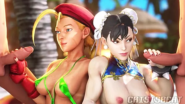 Chun Li And Cammy Get Fucked On The Beach