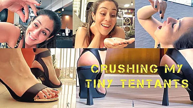 CRUSHING my TINY tenants - 4K Curvy Giantess Barbara flattens, Steps on with high heels and bare feet