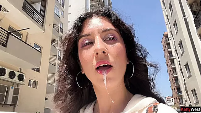 Katty West Lost Game Cumwalk - Public Blowjob Facial with Stranger Guy