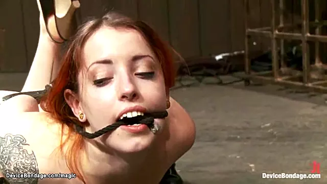 Bound Ginger Slave Mounted On Sybian