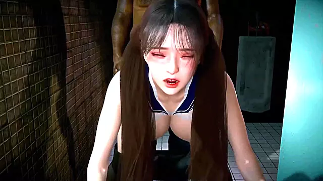 Asian schoolgirl destroyed by black BBC in toilet anal riding