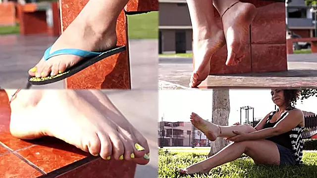 Barefoot teases in outdoors - MOV