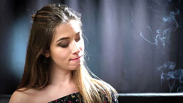 Dreamy Lady Irina Showing Her Smoking Skills in a Closeup Video