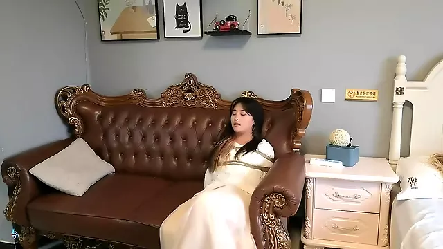 Chinese Girl In Long Dress In Bondage