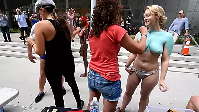 nude models - Body Painting in City Hall
