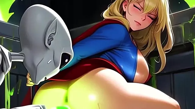 Supergirl Gets Anally Probed By Alien Cock Dildo During BDSM Bondage