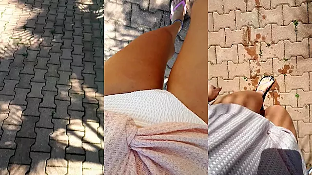 Public park desperation, peeing bikini female POV