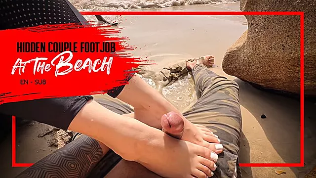 Nara doing hidden footjob on the beach with messy finish - Double Video (1080 EN-sub) Footjob - Toejob - Solejob - Foot Fetish - Foot Worship - Cum on Feet