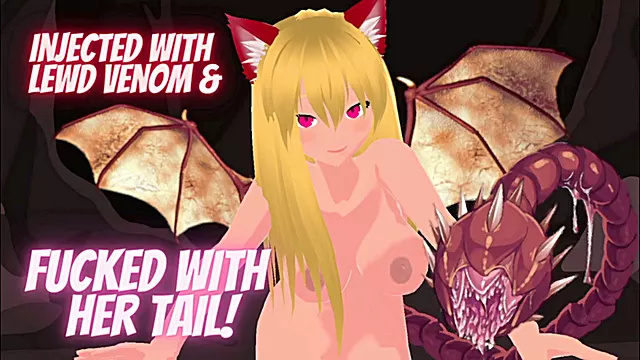 Submissive male, dominant woman, cartoon monster