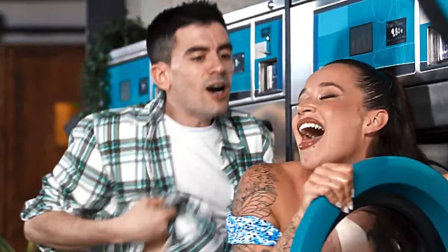 Undercover banging in the laundromat for a horny couple
