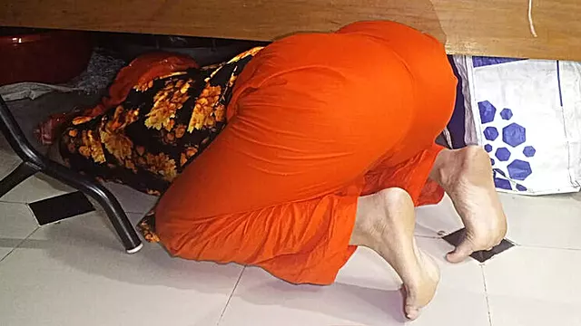 Bangladeshi Stepmom Stuck Under Bed - Step Son Fucks Her Hard Doggy Style