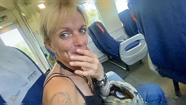 Amateur MILF Gives Handjob and Cumshot on Train - Accidental Public Sex