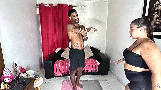 Squeezing, sitting, and making a tower of butt weighing 160 kg onto our loser personal trainer! By Rosalia Peach, Victoria Dias, and Vitor Cam Babi