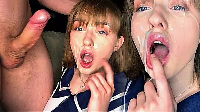 Hot Sucks and Fucks in Pussy before Cumming on Her Face. the Whole Face is Co...