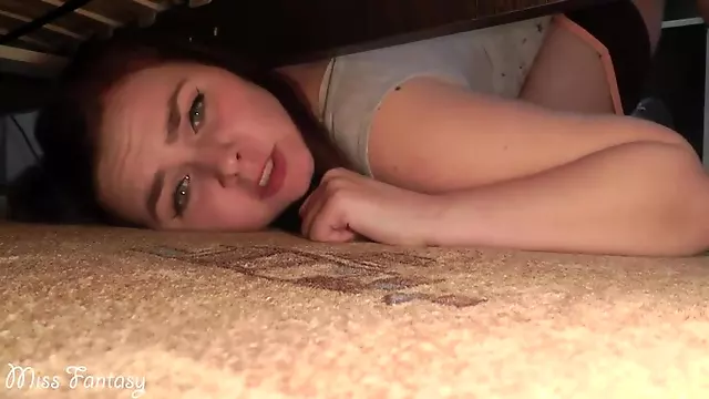 Stuck under the bed and was fucked in a wet pussy