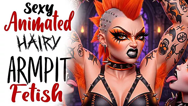 Anime Hairy armpits of ginger kinky fetish punk babe with tattoos get worshipped by two kinky lesbian fetish freaks