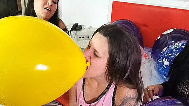 TWO FRIENS PLAY WITH THE SLAVE S FEAR OF BALLOONS - BY ADRIANA FULLER & MORENA ROSA - CLIP 4 - KC PRODUCTIONS