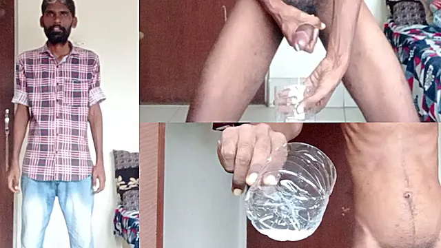 Rajesh Playboy 993 Masturbating Big Cock in the Bedroom and Cumming in the Glass. Huge Cumshot