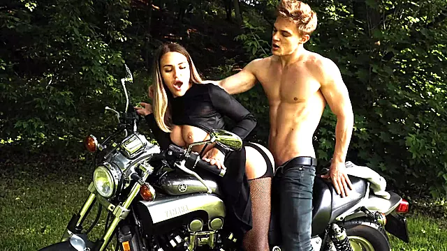 Fucked an Amazing Merida Sat on a Motorbike Outdoors for all to See