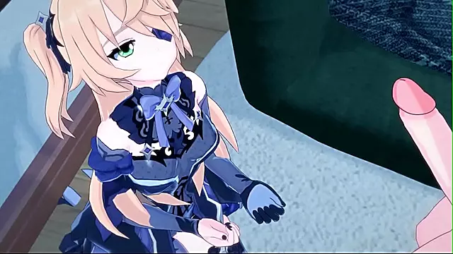 Cute Anime Fischl Sucks Dick Before Missionary Fucking for Creampie & Cum Swallow