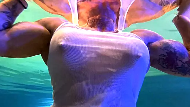 Underwater Muscle MILF: Wet White Tank, Thong, Jerk Off And Explode For Me